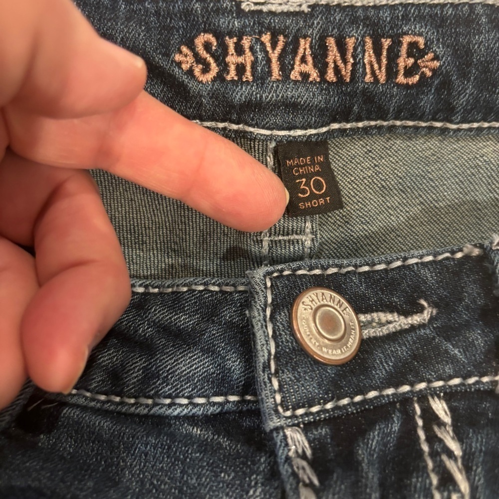 Shyanne 30 (11/12) Denim Women’s Shorts Homemade Jeans Cutoffs Faux Flap Pockets - Picture 5 of 10